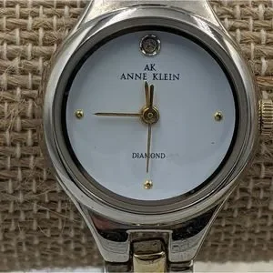 Anne Klein Diamond Gold Silver Tone Watch 6.5\